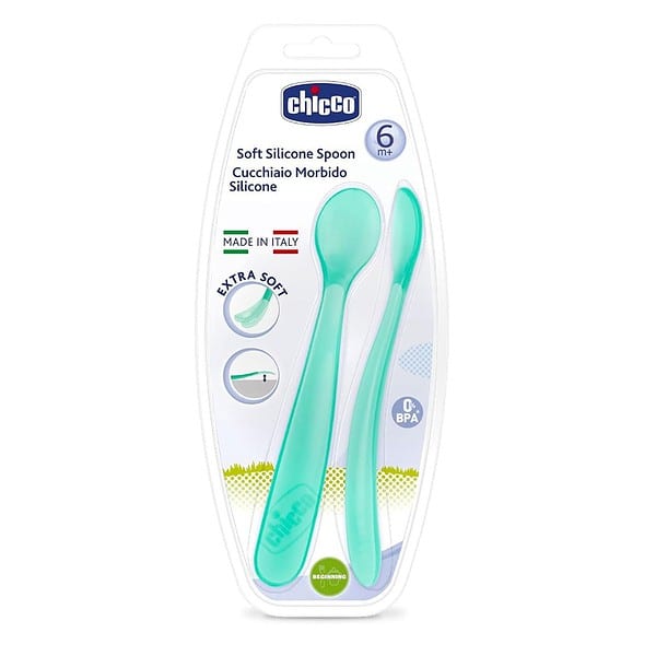 CH210068282100 CHICCO SOFT SILICON SPOON BI-PACK BOY ITALY