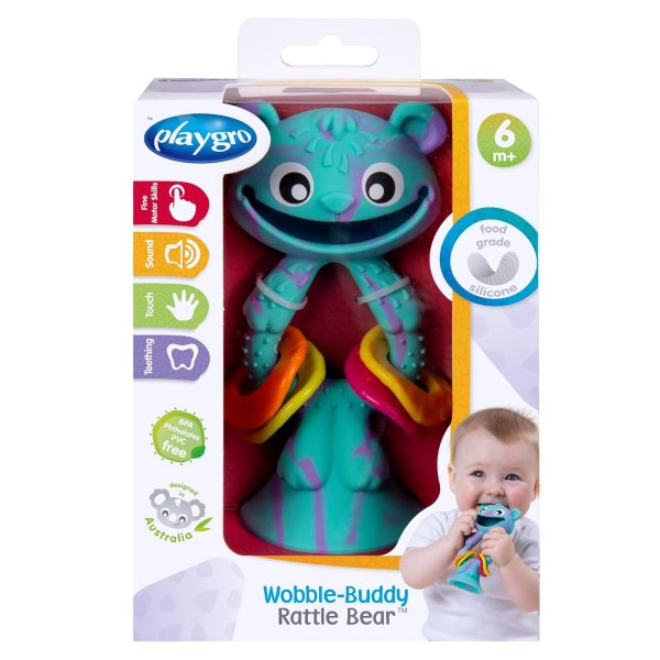 PG110887960000 PLAYGRO WOBBLE BUDDY RATTLE BEAR ของเล่น ยางกัด เป็นเพื่อนแสนสนุกสำหรับวัยแบเบาะ